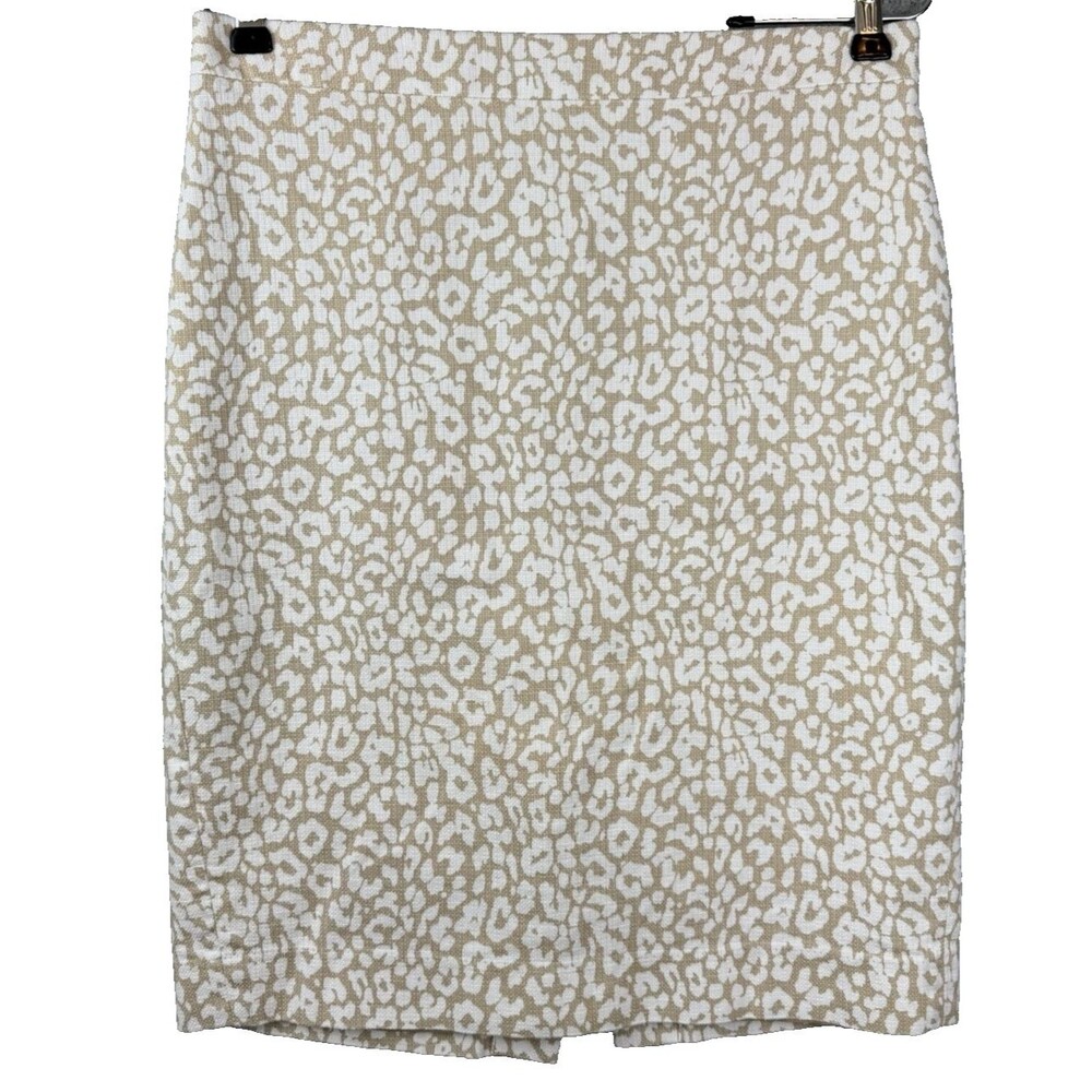 J. Crew Leopard Print Pencil Skirt Women's 4 Cotton Classic Career Neutral Tone